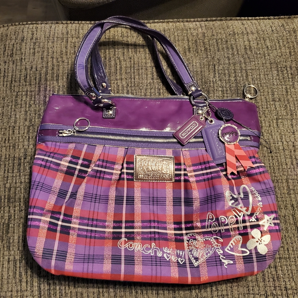 EUC Coach Poppy Tartan Tote